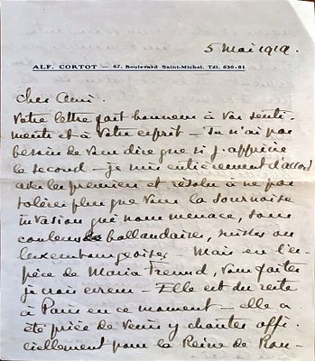 MUSIC - Alfred Cortot (Nyon, 1877 - Lausanne, 1962) - Autographed letter signed