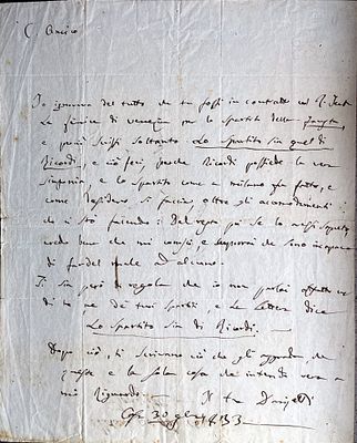 MUSIC - Gaetano Donizetti (Bergamo, 1797 - ib., 1848) - Autograph letter signed (Donizetti)