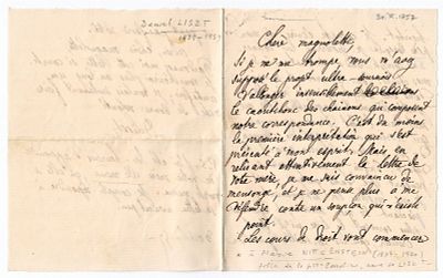 MUSIC - Daniel Liszt (Rome 1839 - Berlin 1859) - Rare autograph letter signed “D. Liszt