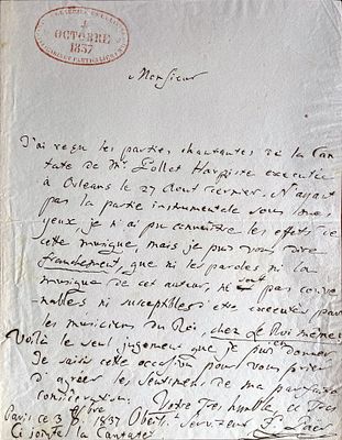 MUSIC - Ferdinando Paër (Parma, 1771 - Paris, 1839) - Autograph letter signed "F.Paër"