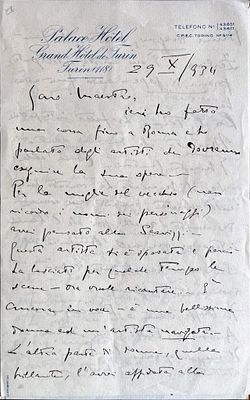 MUSIC - Tullio Serafin (Cavarzere, 1878 - Rome, 1968) - Autograph letter signed