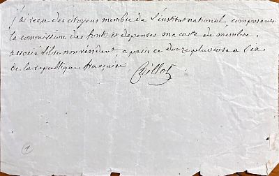 (Theater) Joseph Caillot (Paris, 1733 - ib., 1816) - Autograph note signed (Caillot)