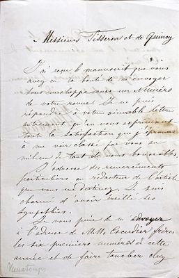 MUSIC - Henri Vieuxtemps (Viervers, 1820 - Mustapha Supérieur, 1881) - Autograph letter signed