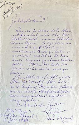 MUSIC - Richard Wagner (Leipzig, 1813 - Venice, 1883) - Autograph letter signed (Rich. Wagner)