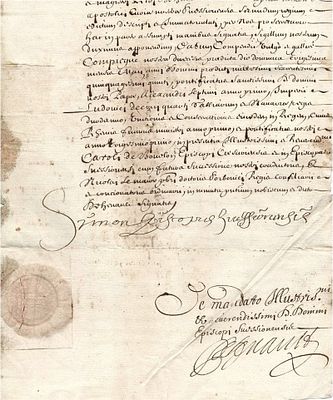 HISTORY - (Louis XIV and Mazarin) Simon Legras (Paris, 1589 - Septmonts, 1656) - Document signed