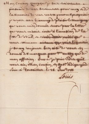 HISTORY - Louis XV of France (Versailles, 1710 - ib., 1774) - Letter signed