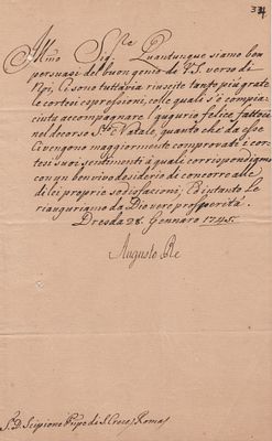 HISTORY - Augustus III of Poland (Dresden, 1696 - ib., 1763) - Autograph letter signed