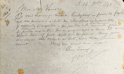 LITERATURE - Paul Verlaine (Metz, 1844 - Parigi, 1896) - Autograph letter signed "P. Verlaine"
