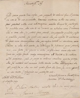 ART - Francesco Bartolozzi (Florence, 1727 - Lisbon, 1815) - Autograph letter signed