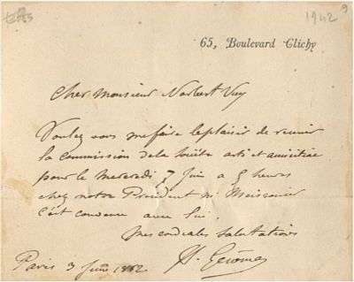 ART - Jean-Léon Gérôme (Vesoul, 1824 - Paris, 1904) - Autograph letter signed