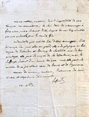 ART - Charles Nicolas Lafond (Paris 1774 - ib., 1835) - Beautiful autograph letter signed