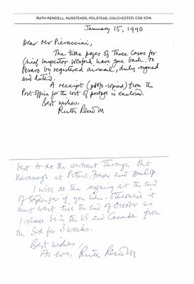 CONTEMPORARY ANGLO-AMERICAN LITERATURE - Ruth Rendell (Redbridge, 1930 - London, 2015) - A