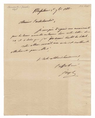HISTORY - BONAPARTE Joseph (1768 - 1844) - Autograph letter signed