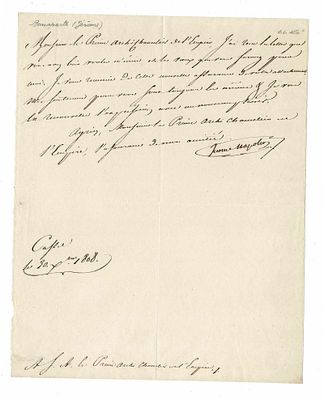 HISTORY - BONAPARTE Jérôme (1784 - 1860) -  Autograph letter signed