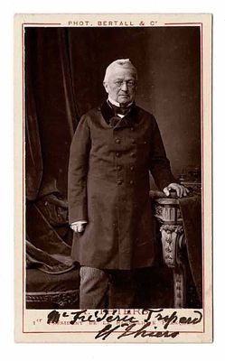 HISTORY - THIERS Louis Adolphe (1797 - 1877) - Carte-de-visite photograph with autograph dedication signed