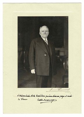 HISTORY - DOUMERGUE Gaston (1863 - 1937) - Photograph with autograph dedication signed