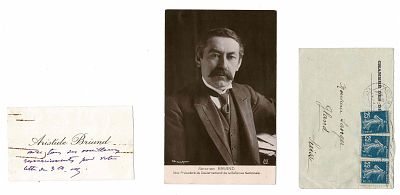 HISTORY - BRIAND Aristide (1862 - 1932) - Visiting card signed