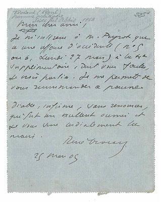 HISTORY - VIVIANI René (1863 - 1925) - Autograph letter signed