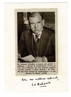 HISTORY - DALADIER Edouard (1884 - 1970) - Signed printed photograph