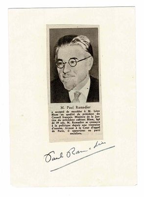 HISTORY - RAMADIER Paul (1888 - 1961) - Signed printed photograph