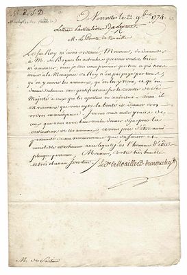 HISTORY - NOAILLES Philippe de (1715 - 1794) - Autograph letter signed