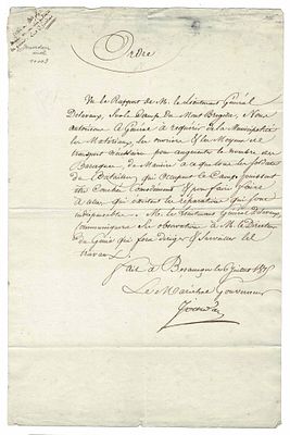 HISTORY - JOURDAN Jean (1762 - 1833) - Document signed