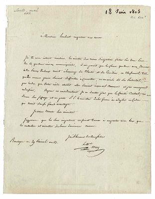 HISTORY - SOULT Nicolas Jean-de-Dieu (1769 - 1851) - Autograph letter signed