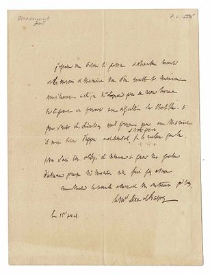 HISTORY - MARMONT Auguste-Frédéric-Louis Viess (1774 - 1852) - Autograph letter signed