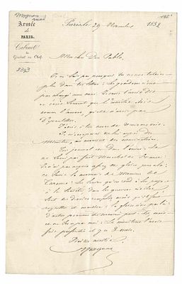 HISTORY - MAGNAN Bernard Pierre (1791 - 1865) - Autograph letter signed