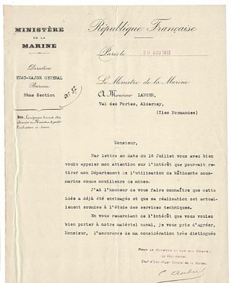 HISTORY - AUBERT Marie Jacques Charles (1848 - 1915) - Typed letter signed