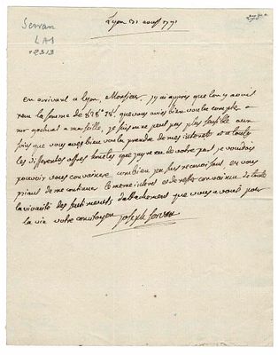 HISTORY - SERVAN DE GERBEY Joseph (1741 - 1808) - Autograph letter signed