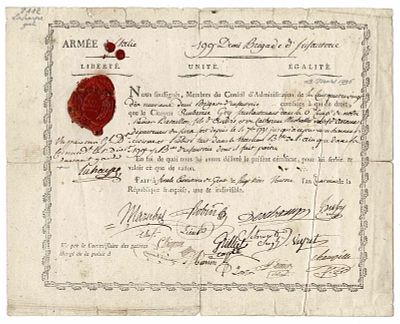 HISTORY - LAHARPE Amédée Emmanuel François (1754 - 1796) - Document signed