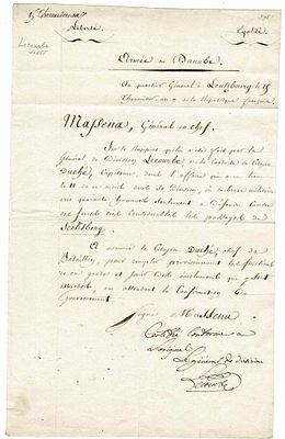 HISTORY - LECOURBE Claude Joseph (1758 - 1815) - Document signed