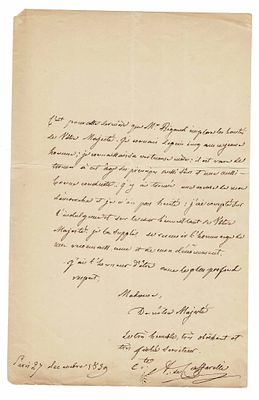 HISTORY - CAFFARELLI DU FALGA Marie François Auguste (1766 - 1849) - Autograph letter signed