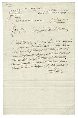 HISTORY - HOCHE Lazare (1768 - 1797) - Letter signed