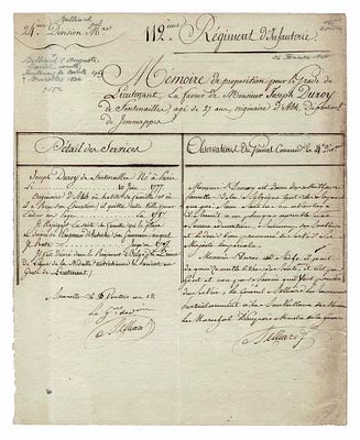 HISTORY - BELLIARD Auguste Daniel (1769 - 1832) - Autograph letter signed