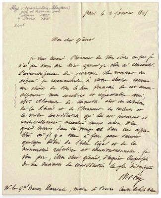HISTORY - FOY Maximilien Sébastien (1775 - 1825) - Autograph letter signed