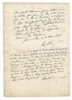 HISTORY - MONTHOLON Charles Tristan (1783 - 1853) - Autograph document signed