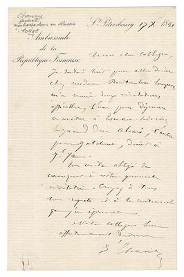 HISTORY - CHANZY Antoine Alfred Eugène (1823 - 1883) - Autograph letter signed