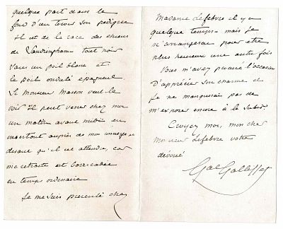 HISTORY - GALLIFFET Gaston Auguste (1830 - 1909) - Autograph letter signed