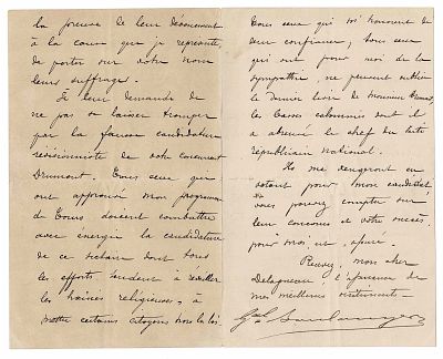 HISTORY - BOULANGER Georges Ernest (1837 - 1891) - Autograph letter signed