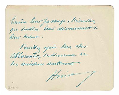 HISTORY - HIRSCHAUER Auguste Edouard (1857 - 1943) - Autograph card signed