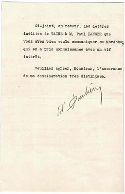 HISTORY - DUCHENE Denis Auguste (1862 - 1950) - Typed letter signed