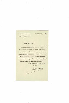 HISTORY - GUILLAUMAT Louis Adolphe (1863 - 1940) - Autograph letter signed