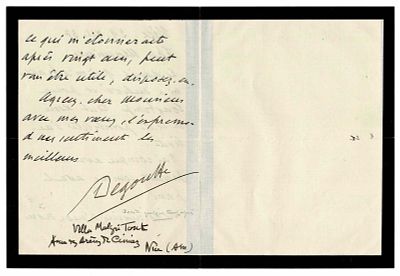 HISTORY - DEGOUTTE Jean Marie Joseph (1866 - 1938) - Autograph letter signed