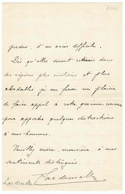 HISTORY - LARDEMELLE Charles de (1867 - 1935) - Autograph letter signed