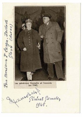 HISTORY - GAMELIN Maurice Gustave (1872 - 1958) - Signed printed photograph