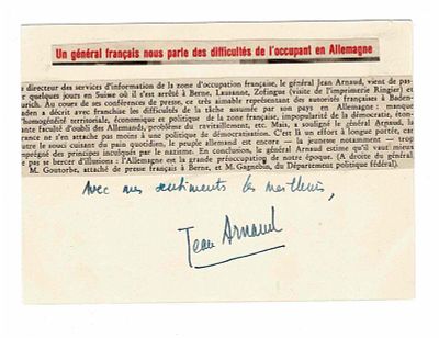 HISTORY - ARNAUD Jean - Signed printed photograph