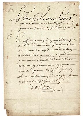 HISTORY - VAUBAN Sébastien Le Prestre (1633 - 1707) - Document signed