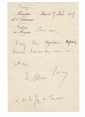 HISTORY - ALLAIN-TARGE François Henri René (1832 - 1902) - Autograph letter signed